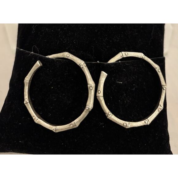 John Hardy Sterling Bamboo Collection 1.5” HOOP (38mm) EARRINGS 10g - Picture 5 of 6